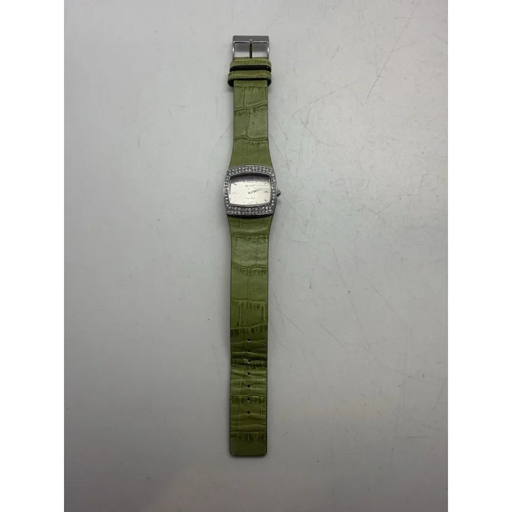 Relic Folio Women's Watch ZR33565 Green Leather Band Crystal Accent Bezel